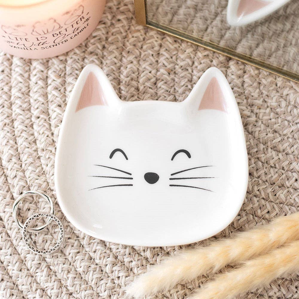 White Cat Face Trinket Dish - Peppy & Sage