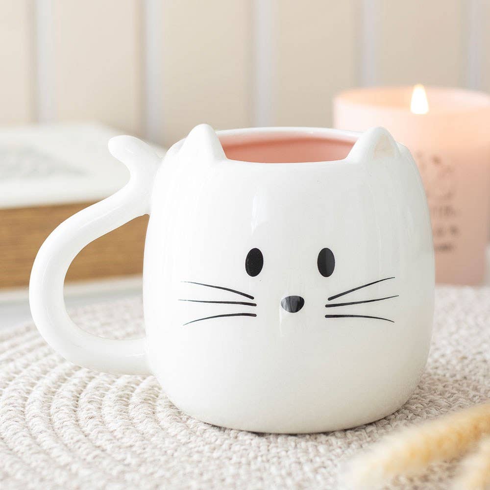 White Cat Shaped Mug - Peppy & Sage
