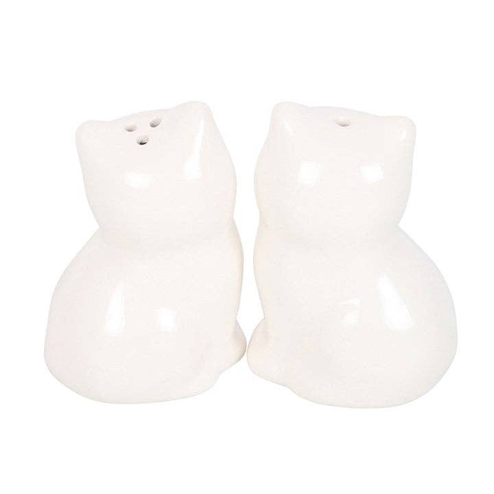 White Cat Shaped Salt and Pepper Shakers - Peppy & Sage