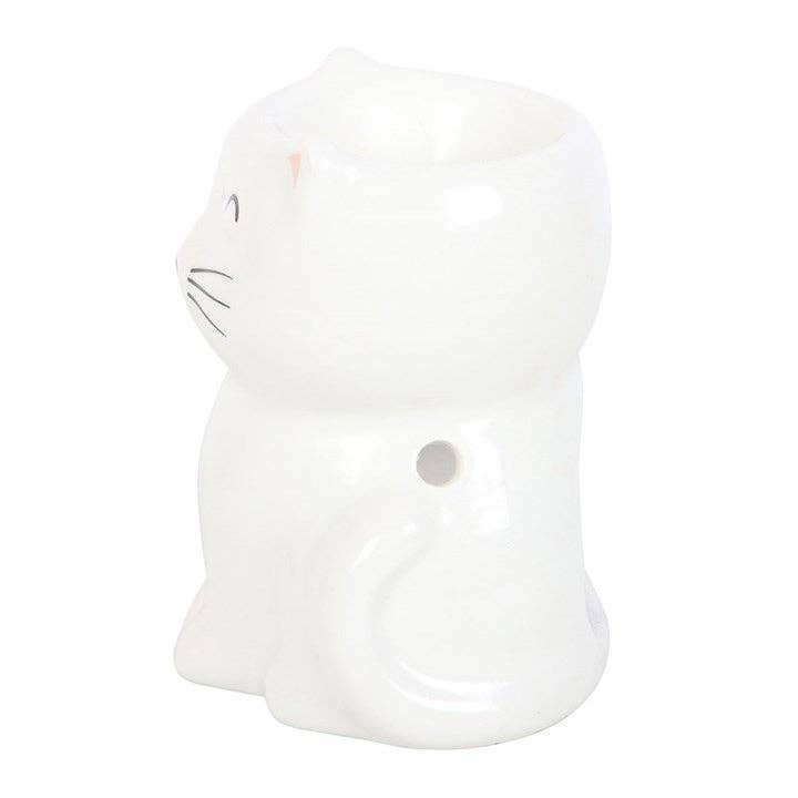White Happy Cat Oil Burner - Peppy & Sage