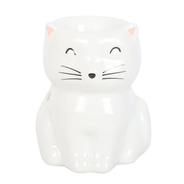 White Happy Cat Oil Burner - Peppy & Sage