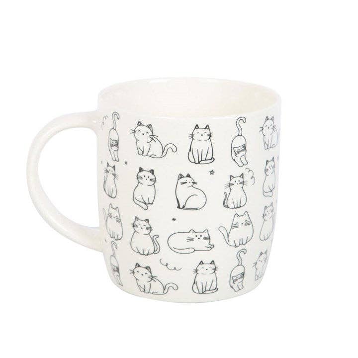 White Happy Cat Print Mug - Peppy & Sage