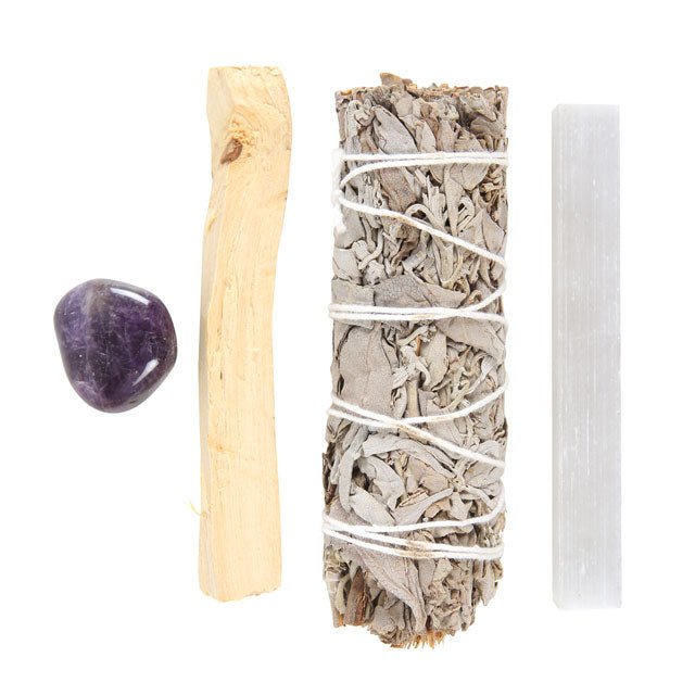 White Sage Smudge Kit with Amethyst Crystal - Peppy & Sage