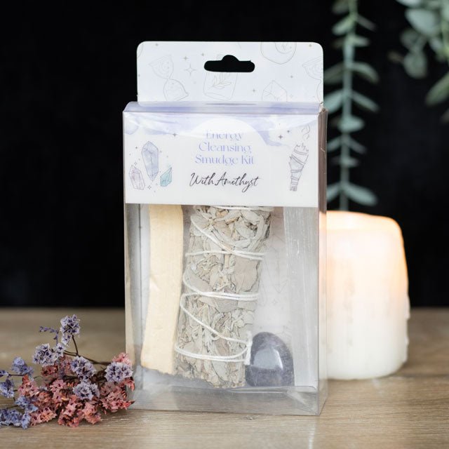 White Sage Smudge Kit with Amethyst Crystal - Peppy & Sage