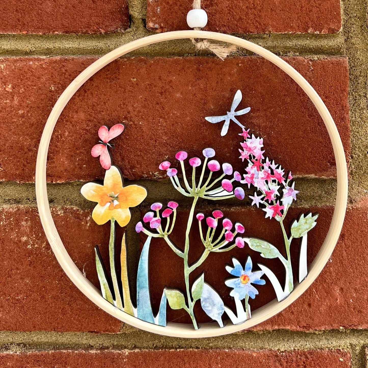 Wooden Cut Out Flower Hanger 15cm - Peppy & Sage