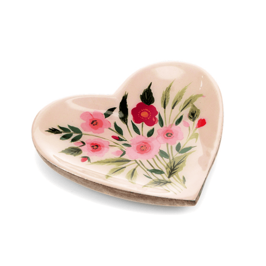 Wooden Heart Flower Trinket Dish - Peppy & Sage