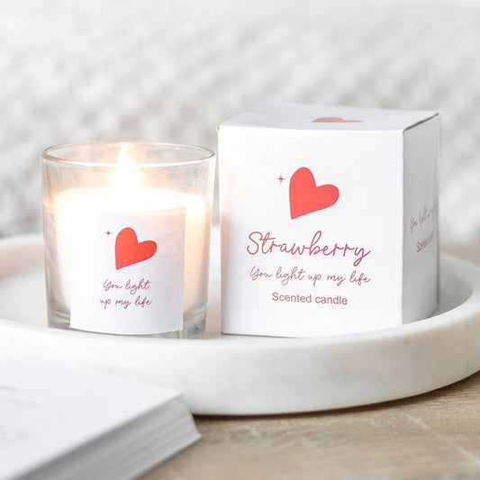 You Light Up My Life Strawberry Valentine's Day Candle - Peppy & Sage