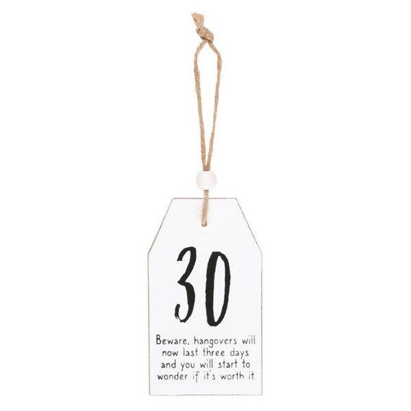 30th Birthday Milestone Mini Hanging Sentiment Sign - Peppy & Sage