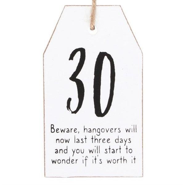 30th Birthday Milestone Mini Hanging Sentiment Sign - Peppy & Sage