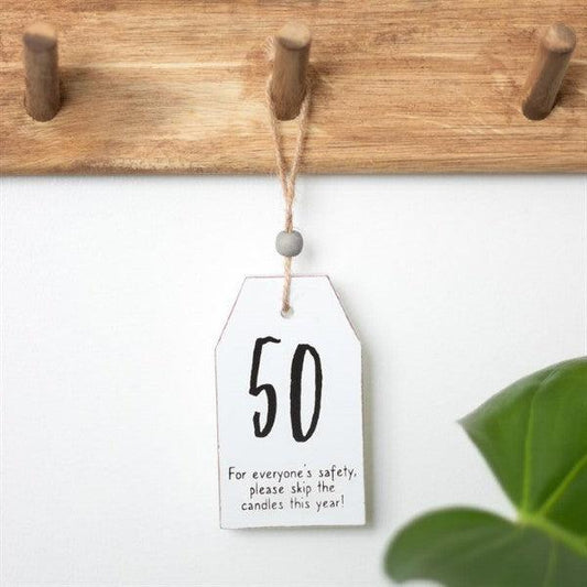 50th Birthday Milestone Mini Hanging Sentiment Sign - Peppy & Sage