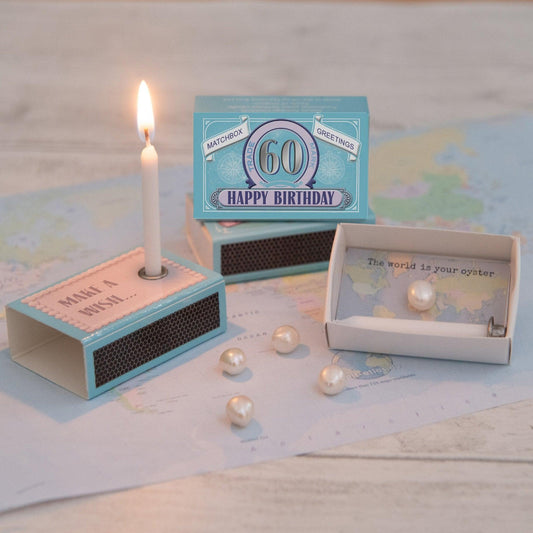 60th Birthday Pearl in a Matchbox Gift - Peppy & Sage