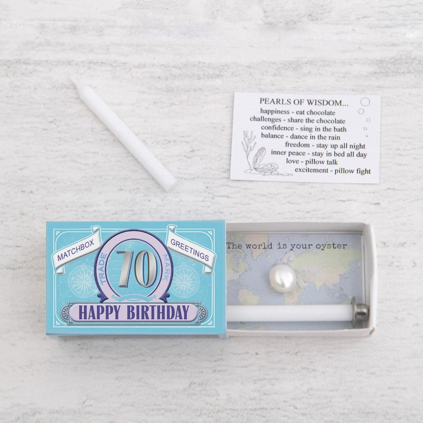 70th Birthday Pearl in a Matchbox Gift - Peppy & Sage