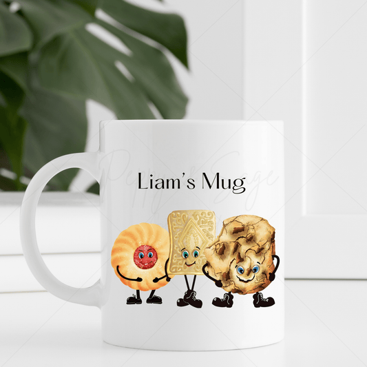 ADD YOUR CHOSEN NAME Biscuits Mug ~ Male Biscuits - Peppy & Sage