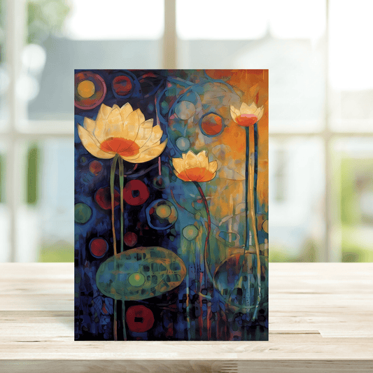 Art Nouveau Orange Flowers Card - Peppy & Sage