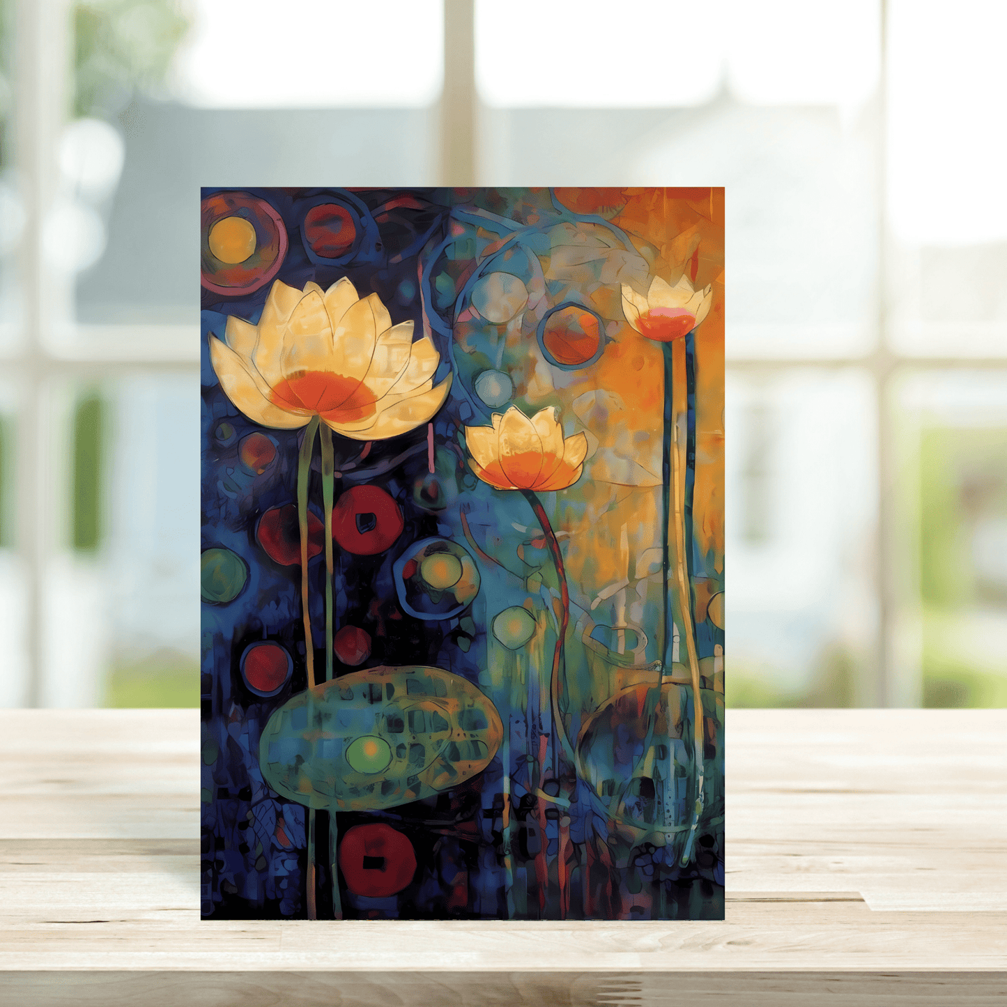 Art Nouveau Orange Flowers Card - Peppy & Sage
