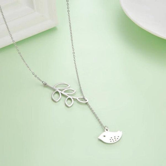 Bird and Leaf Necklace - Peppy & Sage