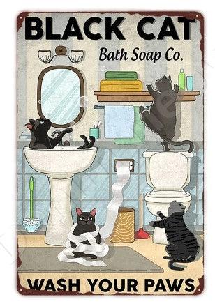 Black Cat Bath Soap Co. Distressed Metal Sign - Peppy & Sage