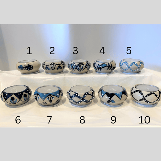 Blue and White Ceramic Tea Light Candle - Choose from a selection - Peppy & Sage