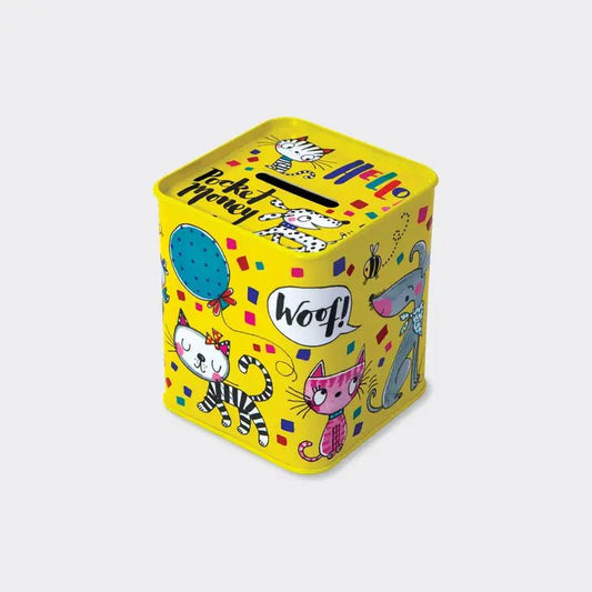 Colourful Tin Money Box - Cats & Dogs - Peppy & Sage