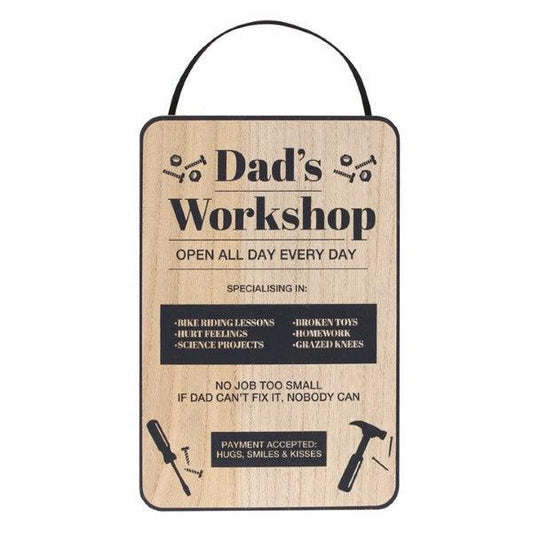 Dad's Workshop Wooden Hanging Sign 30cm - Peppy & Sage