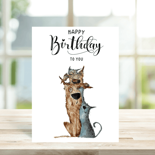Dog Stack Birthday Card - Peppy & Sage