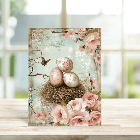 Easter Eggs In Nest Greetings Card - Peppy & Sage