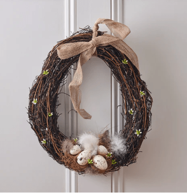 Easter Wreath with Eggs and Feathers Detail 33cm - Peppy & Sage