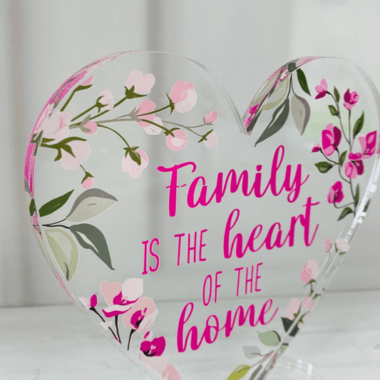 Family Acrylic Heart With Stand - Peppy & Sage