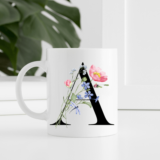 Floral Alphabet Mug ~ Choose Letter - Peppy & Sage