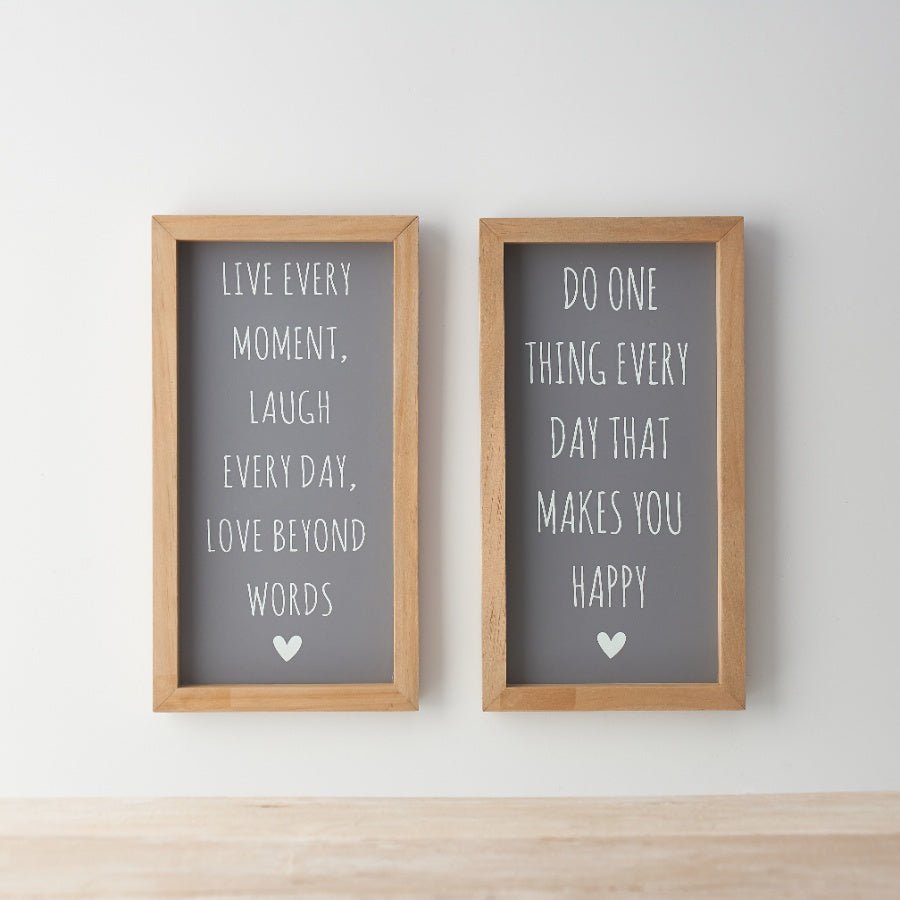 Framed Quote Sign ~ Live Every Moment, Laugh Everyday, Love Beyond Words - Peppy & Sage