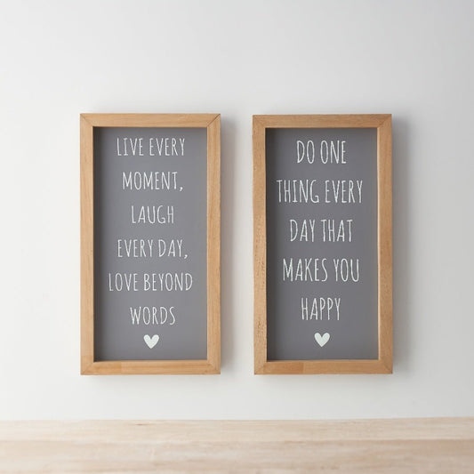 Framed Quote Sign ~ Live Every Moment, Laugh Everyday, Love Beyond Words - Peppy & Sage