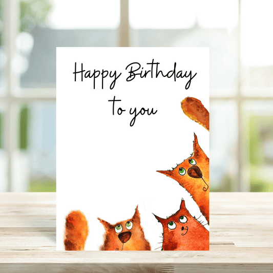 Ginger Peeking Cats Birthday Card - Peppy & Sage