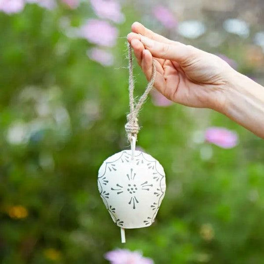 Handmade Hanging Cow Bell White - Peppy & Sage