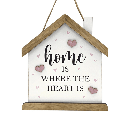 "Home Is Where The Heart Is" Wooden House Hanger - Peppy & Sage