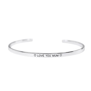 Love You Mum Silver Plated Word Bangle - Peppy & Sage