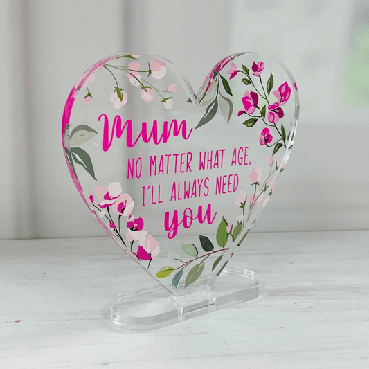 Mum Acrylic Heart With Stand - Peppy & Sage