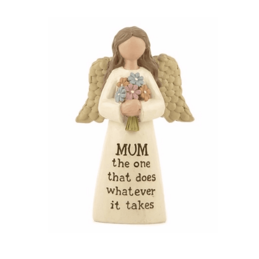 Mum, The One That Does Whatever it Takes Resin Angel Decoration - Peppy & Sage