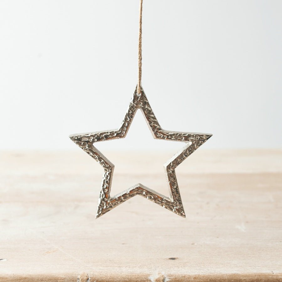 Patterned Silver Metal Star 12cm - Peppy & Sage