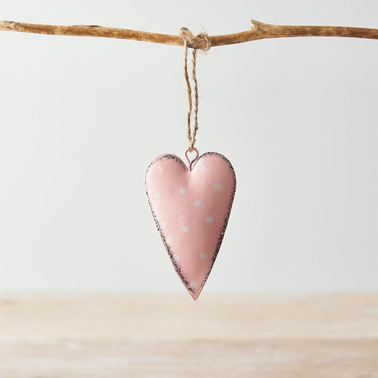 Pink Metal Spotted Heart 7cm - Peppy & Sage