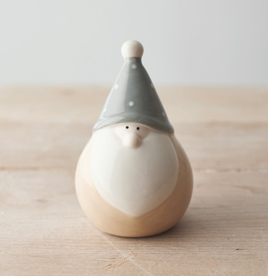 Plump Beige Little Ceramic Santa Gonk 14cm - Peppy & Sage