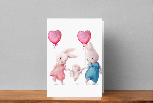 Rabbit Family Card - Peppy & Sage