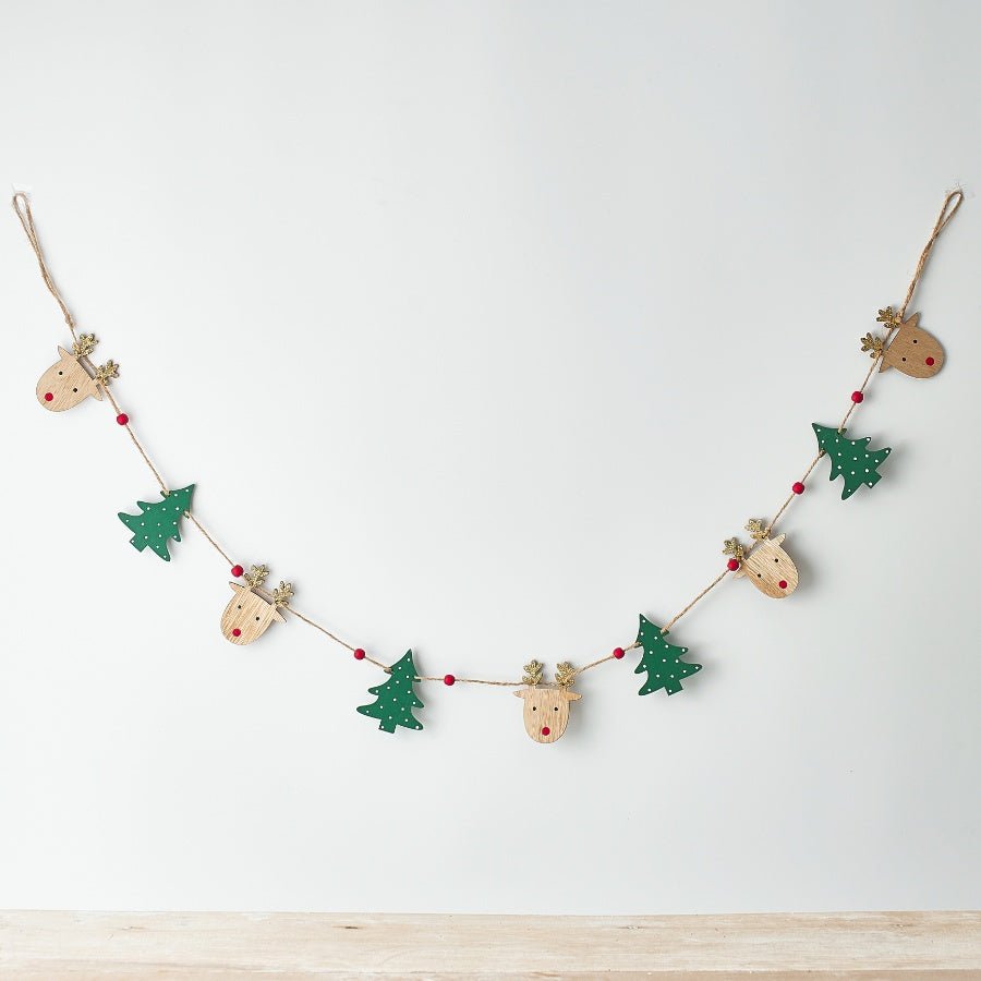 Reindeer and Tree Wooden Garland - Peppy & Sage