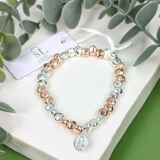 Rose Gold and Silver Coloured Nugget Beaded Bracelet - Peppy & Sage
