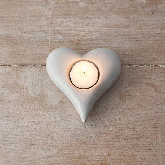 Shabby Chic White Heart T- Light Candle Holder - Peppy & Sage