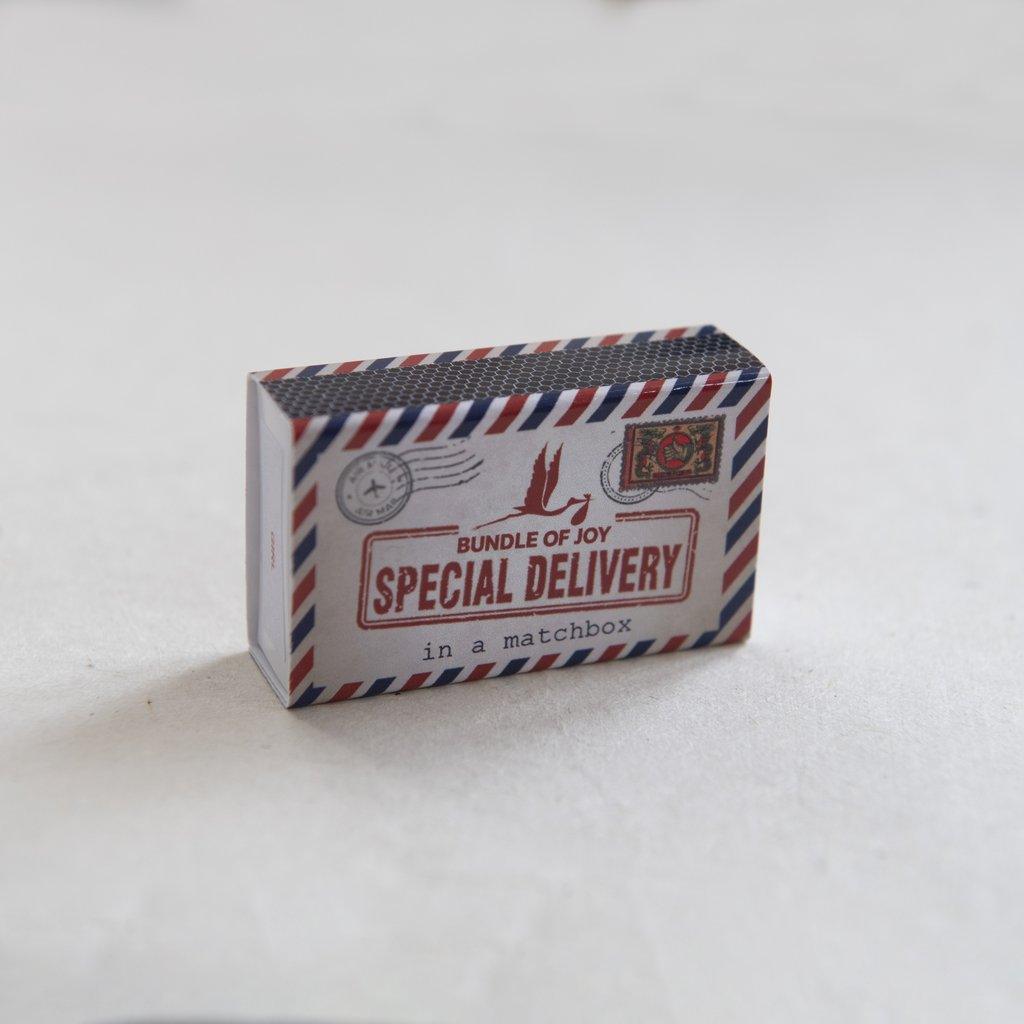 Special Delivery Baby Boy Matchbox Gift - Peppy & Sage
