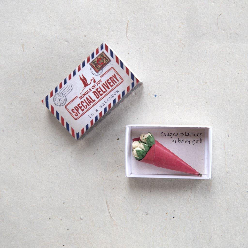 Special Delivery Baby Girl Matchbox Gift - Peppy & Sage