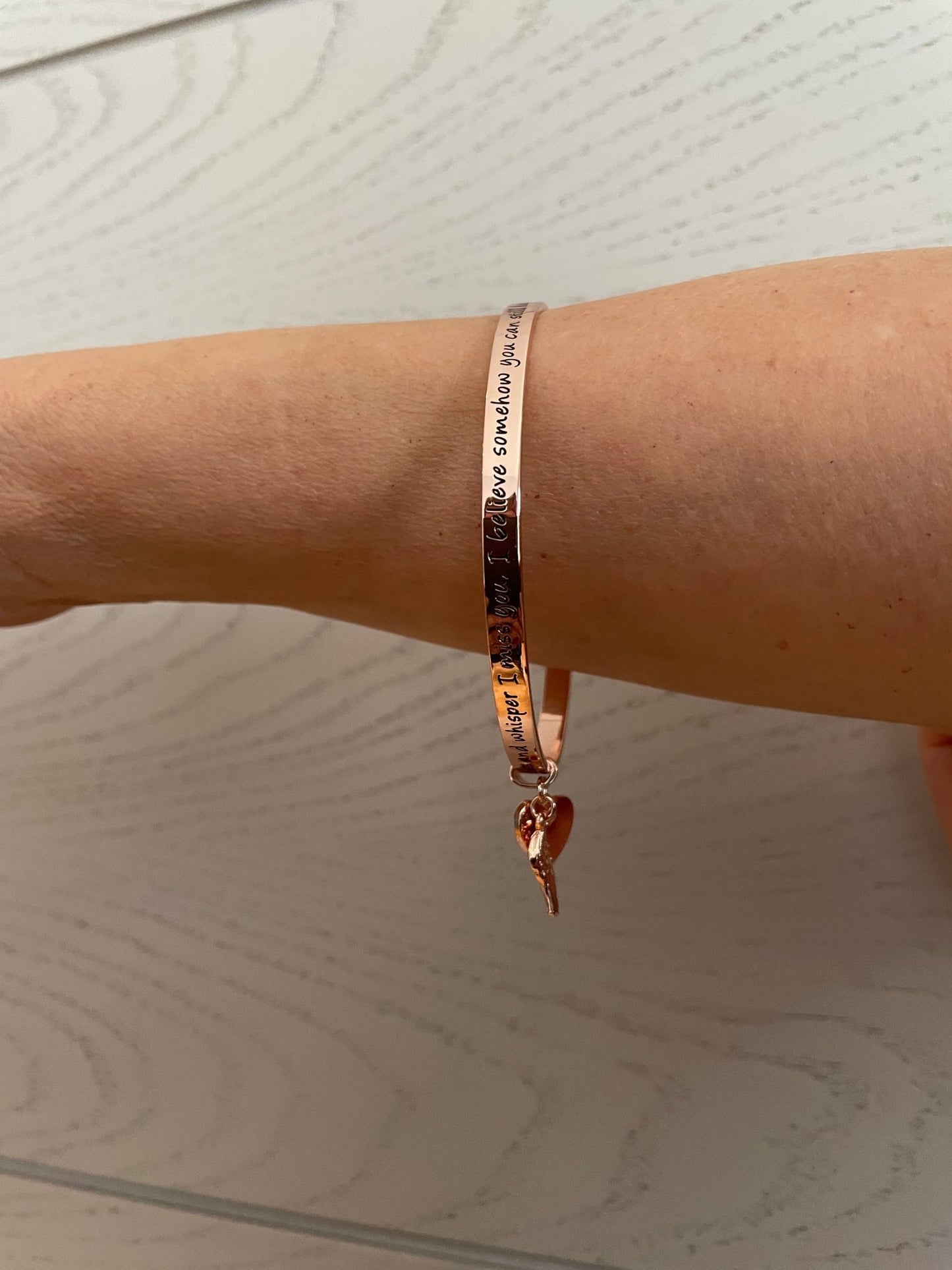 Special Memorial Bangle Never Forgotten in Rose Gold - Peppy & Sage