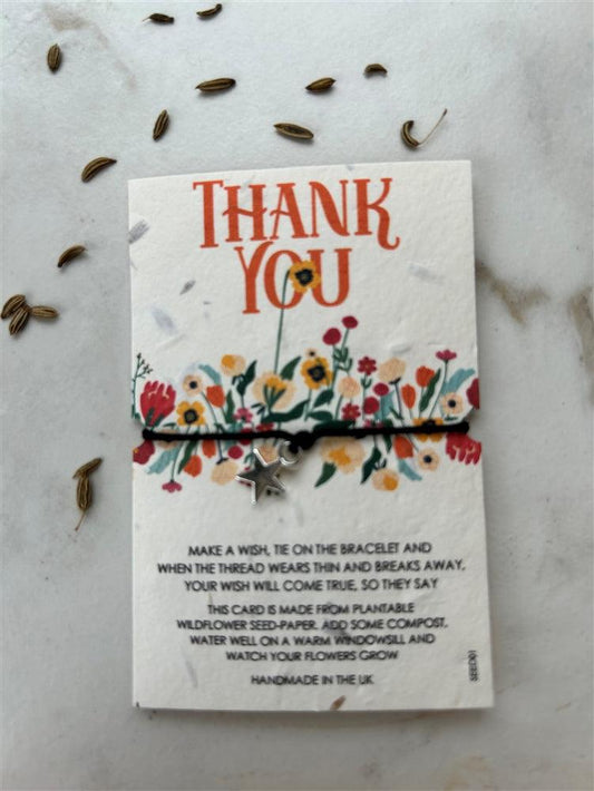 Thank You Wish Bracelet with Plantable Seeded Backing Card - Peppy & Sage