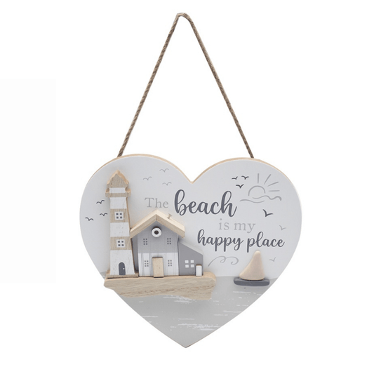 The Beach Is My Happy Place Heart Plaque - Peppy & Sage