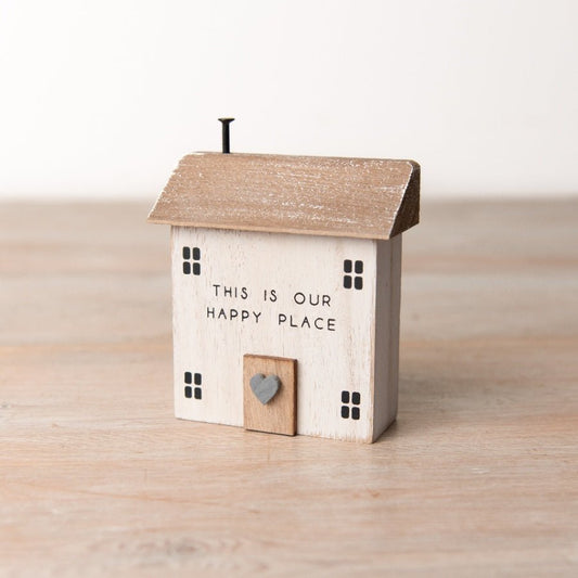 This Is Our Happy Place Wooden House 9.5cm - Peppy & Sage